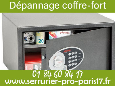 Tarif serrurier Paris 17 pour déoannage de coffre-fort à bas prix